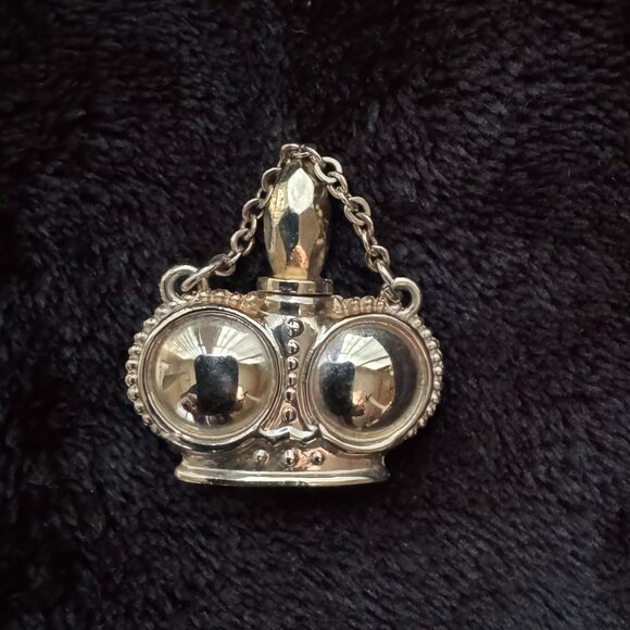 Vtg Mini Crown Rhinestone Perfume Bottle Charm with Dauber, Chain - Picture 4 of 7